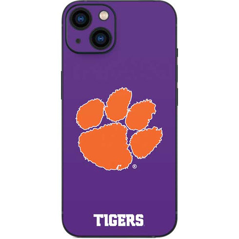 Clemson University Tiger Print Purple iPhone 13 Skin
